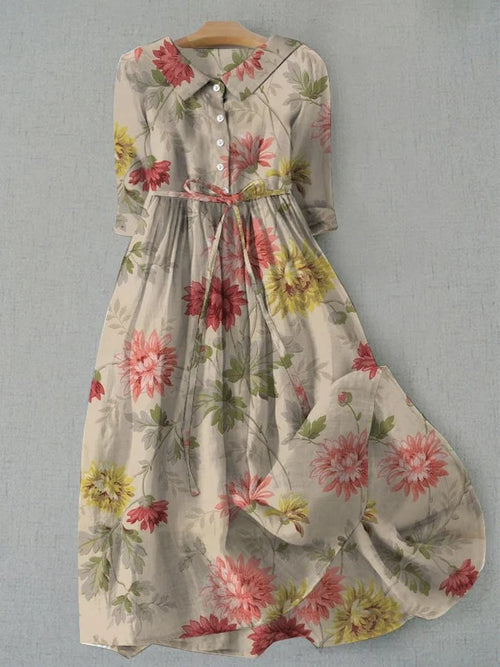 Zinnia - Garden Print Shirt Long Dress