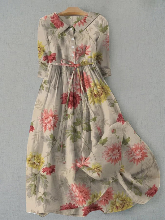 Zinnia - Garden Print Shirt Long Dress