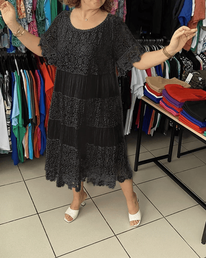 Ayesha™ Elegant White Lace Midi Dress