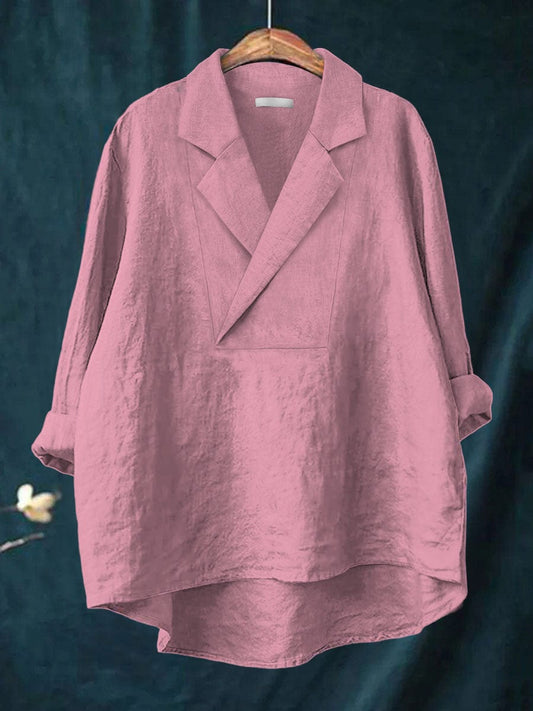 Kimberly™ Lapel Collar Linen Blouse
