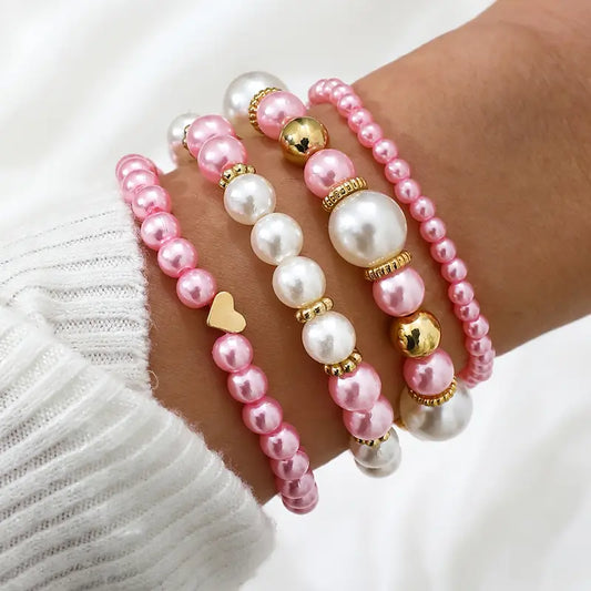 Chic Pearl Bracelet Set | Together with breast cancer