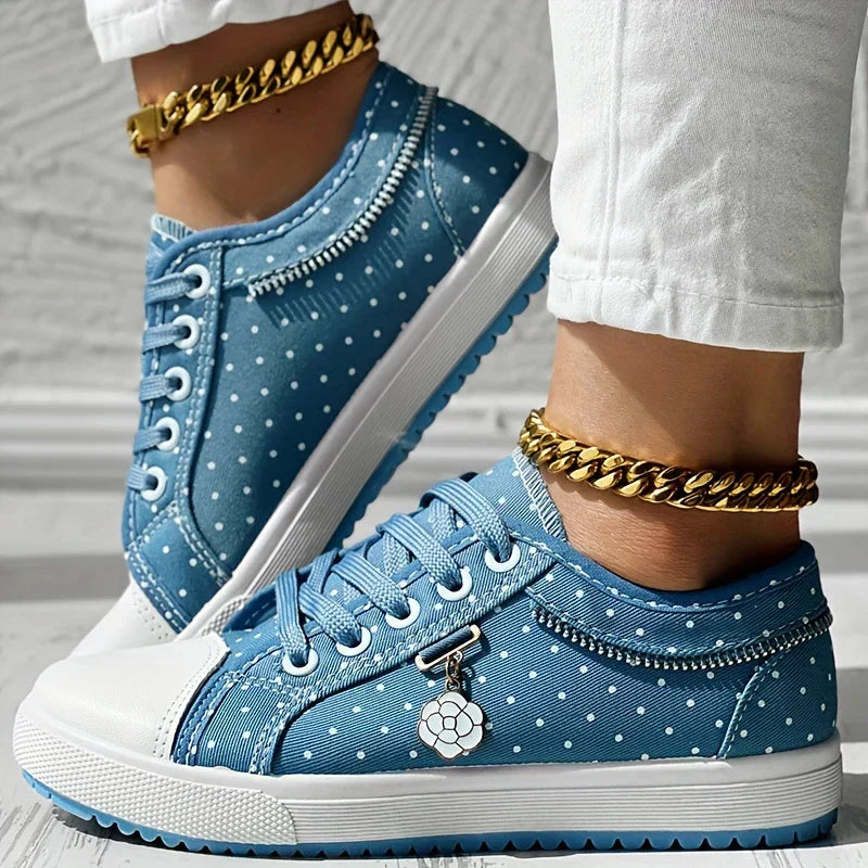 Lara™ - Women's Sneakers with Floral Pattern and Mesh