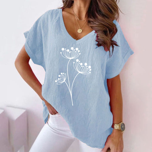 Frida™ - Floral V-Neck Cotton Blouse