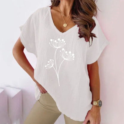 Frida™ - Floral V-Neck Cotton Blouse