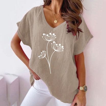 Frida™ - Floral V-Neck Cotton Blouse