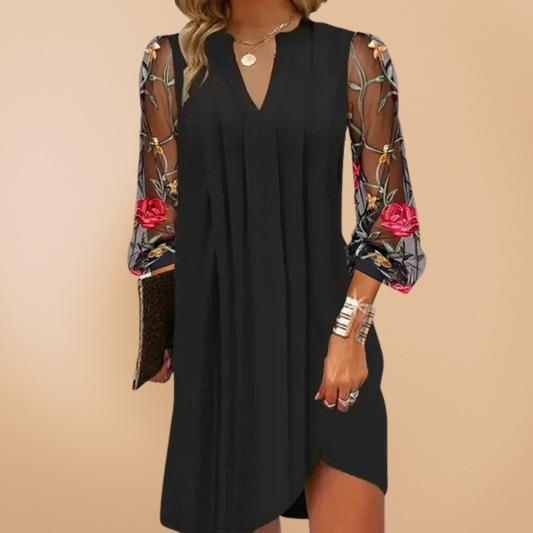 Elara™- Elegant black mini dress