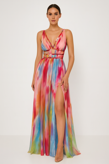 Freya™ - High Slit Painted Maxi Dress