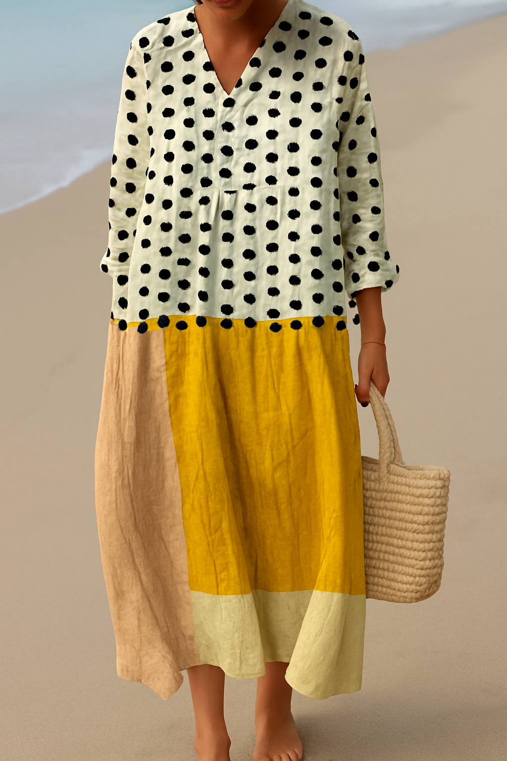 Fiora™ Polka Dot Color-Block Maxi Dress
