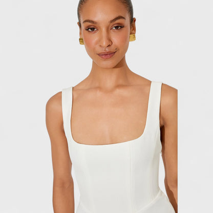 Delyzanne™ – Classic White Midi Dress