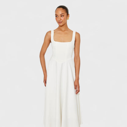 Delyzanne™ – Classic White Midi Dress