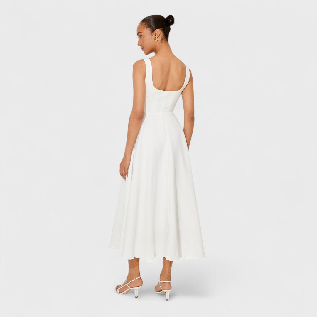 Delyzanne™ – Classic White Midi Dress