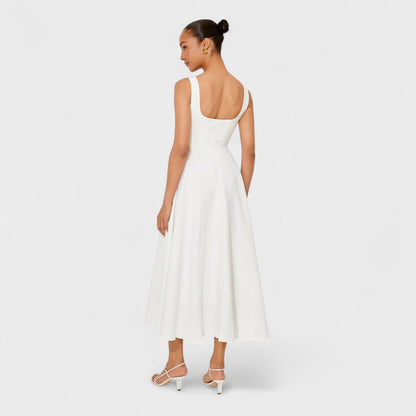 Delyzanne™ – Classic White Midi Dress