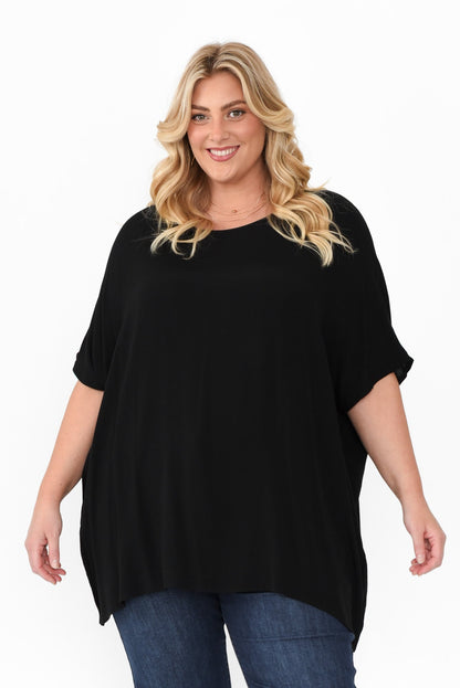 Malia™- Black Drape Top