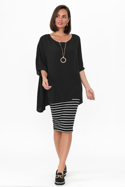 Malia™- Black Drape Top