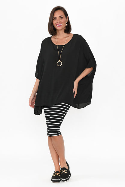 Malia™- Black Drape Top