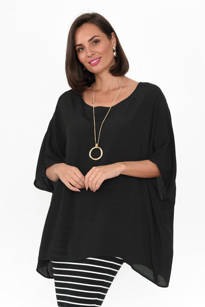 Malia™- Black Drape Top