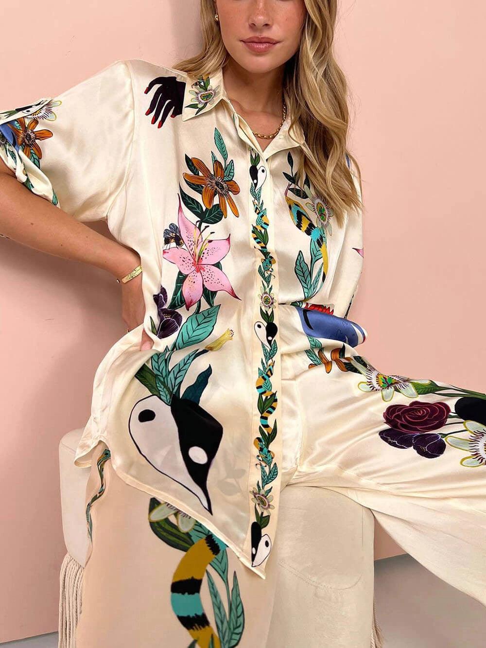 Tyenna™ - Satin unique print Two Piece set