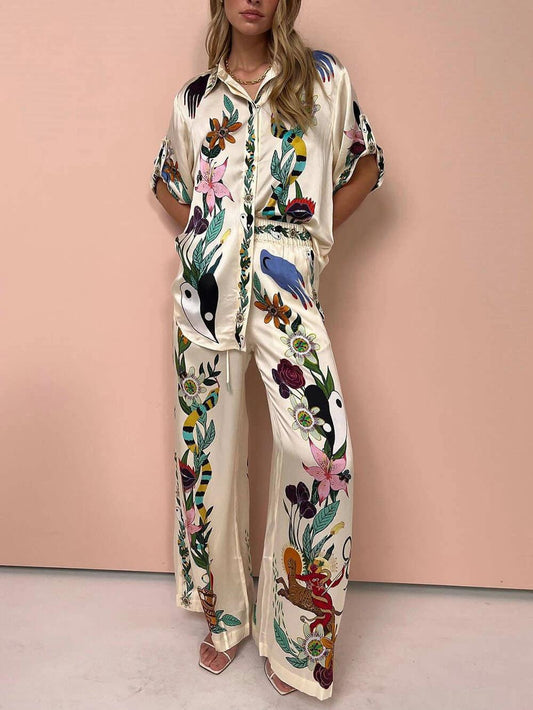 Tyenna™ - Satin unique print Two Piece set