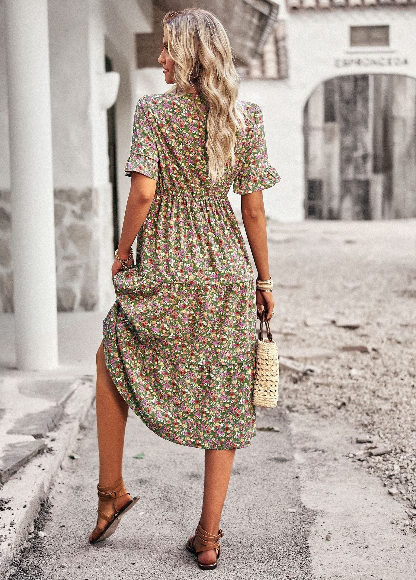 Leona™ - Floral V-Neck Dress