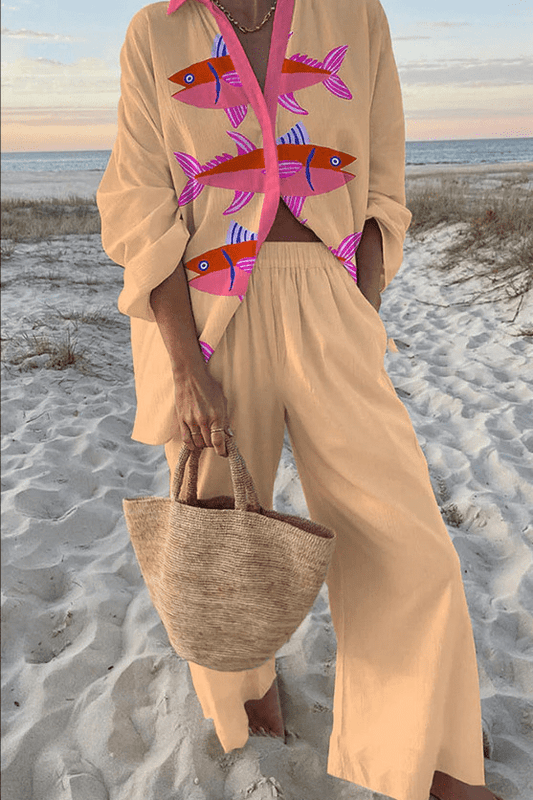Miranda™ Artistic Fish Print Two-Piece Set