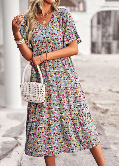 Leona™ - Floral V-Neck Dress