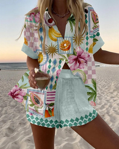Serinity™ - Summer Print Shorts Set
