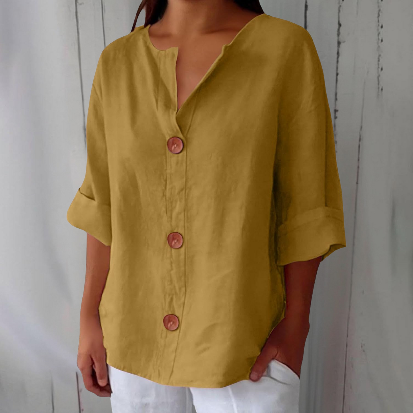 Noora™ Linen Button Blouse