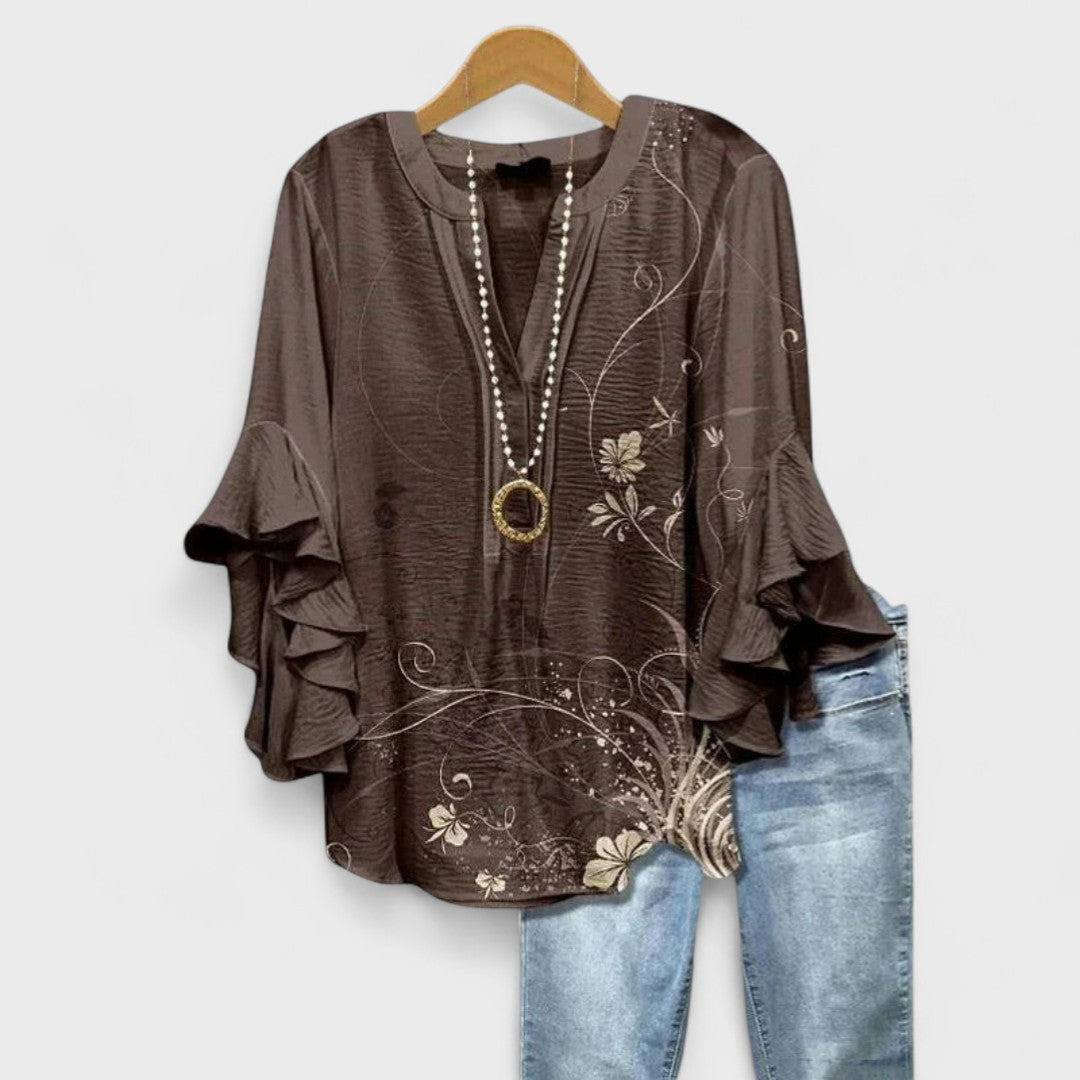 Hazelle™ - Flowy V-neck Blouse
