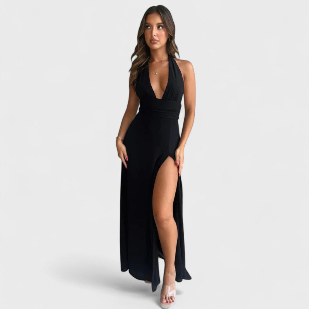 Fayzandra™ – Halter Neck Slit Dress