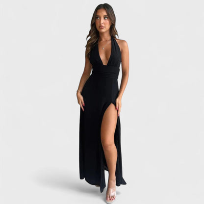 Fayzandra™ – Halter Neck Slit Dress