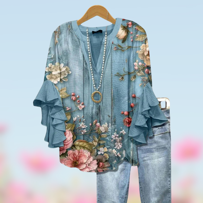 Hazelle™ - Flowy V-neck Blouse