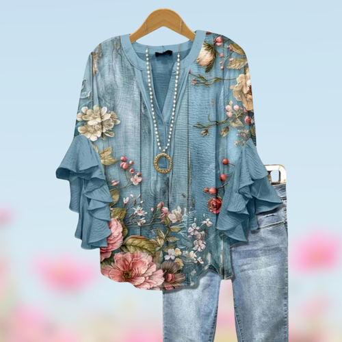 Hazelle™ - Flowy V-neck Blouse