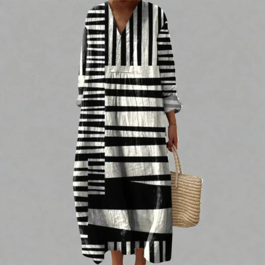 Sheri™ - Monochrome Stripes Dress
