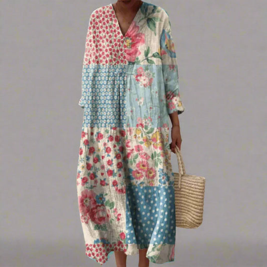 Ophelia™ Patchwork Garden V-Neck Dress