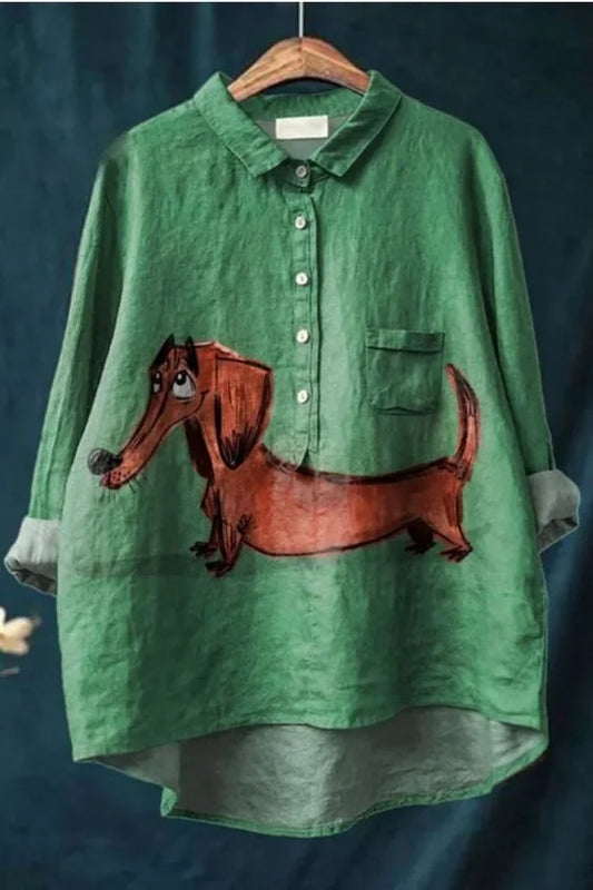 Imee™ Vintage Dog Print Shirt