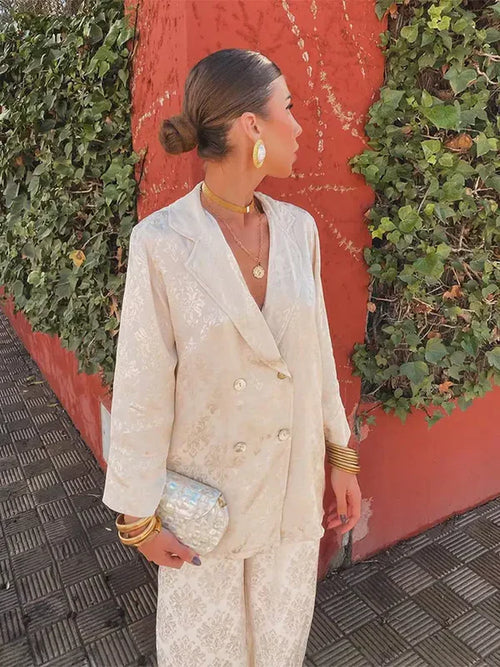 Eloise™ – Satin Double-Breasted Blazer