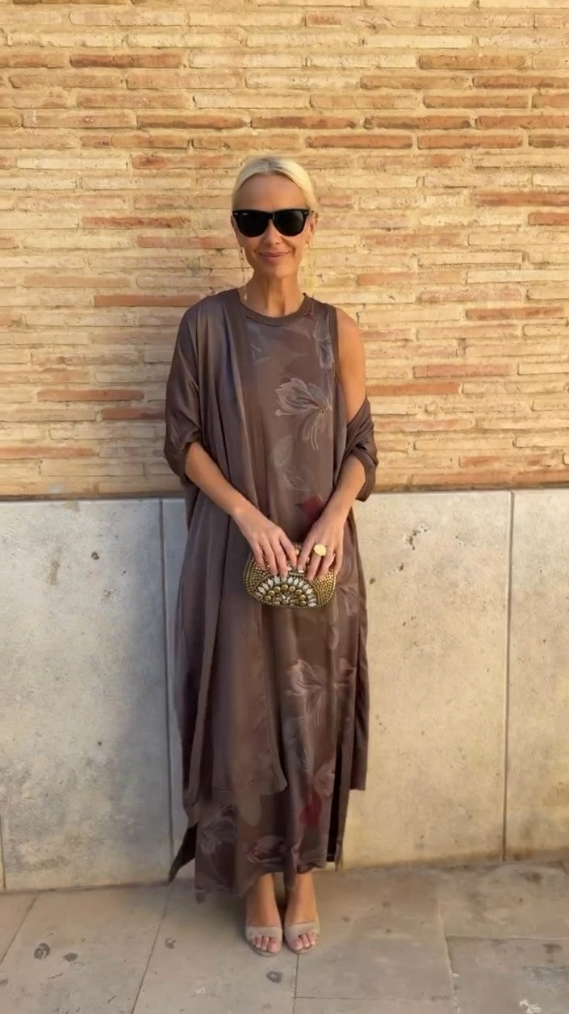 Warina™ - Casual Long Dress with Cardigan