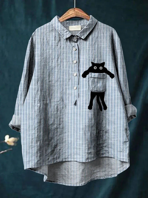 Neri™ Playful Cat Pocket Shirt