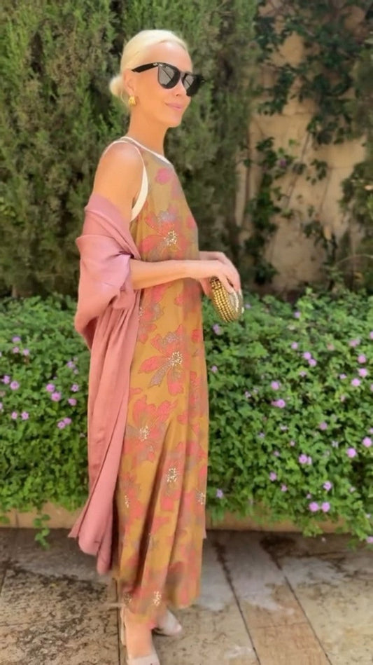 Inala™ - VIntage Print Dress with Cardigan