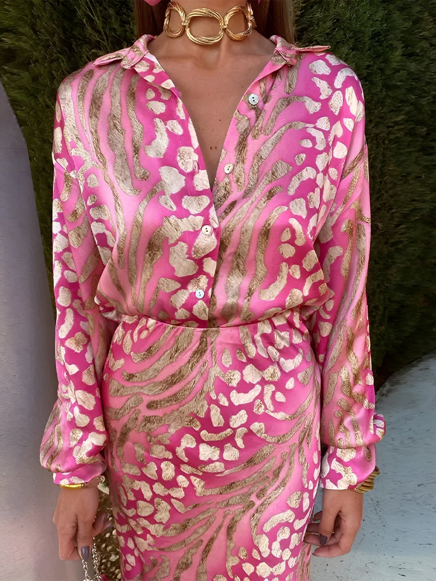 Cera™ Satin Shirt Dress