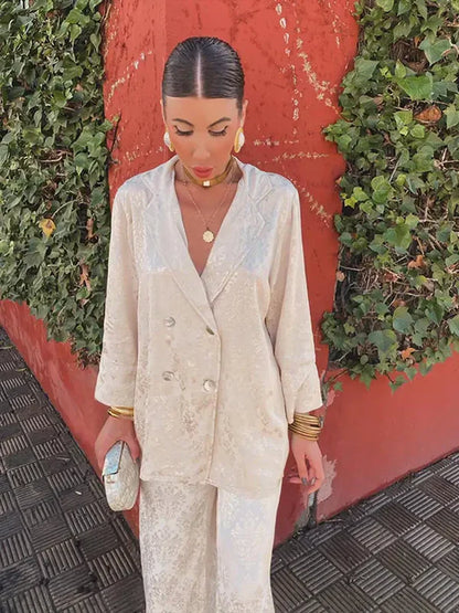 Elisa™ – Satin Double-Breasted Blazer