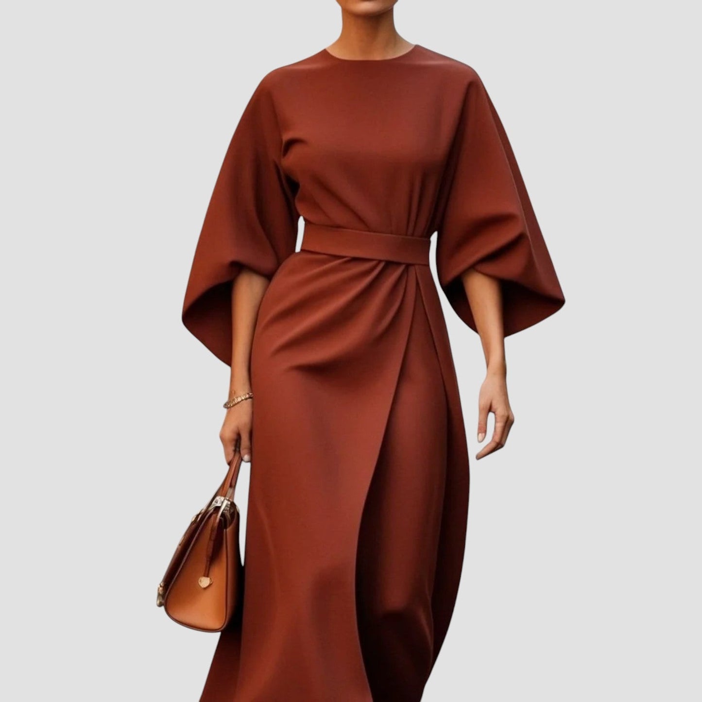 Izra™ – Belted Midi Dress