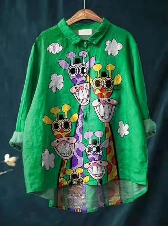 Ava™ - Colorful Shirt with giraffe print