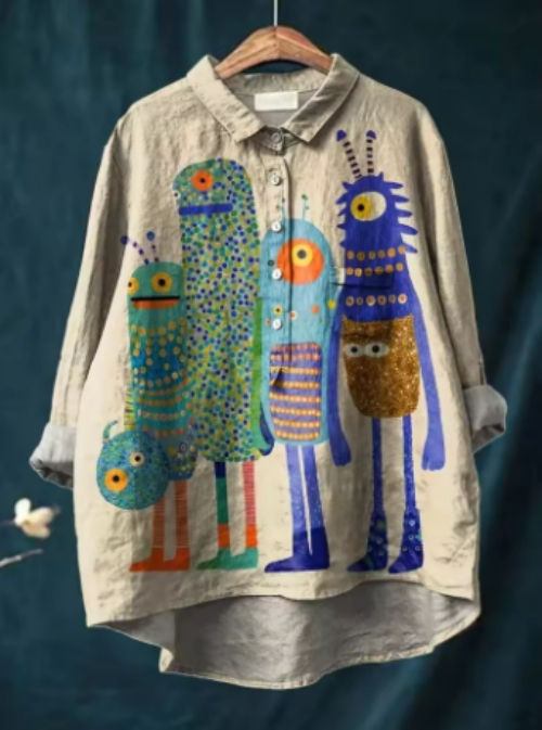 Emabelle™ – Playful Monster Print Shirt