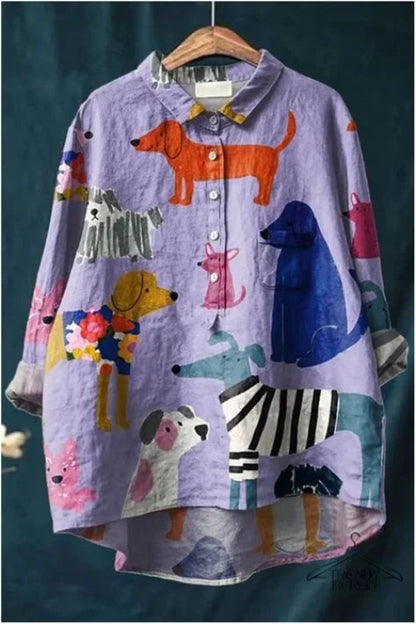 Via™ Playful Dog Print Shirt