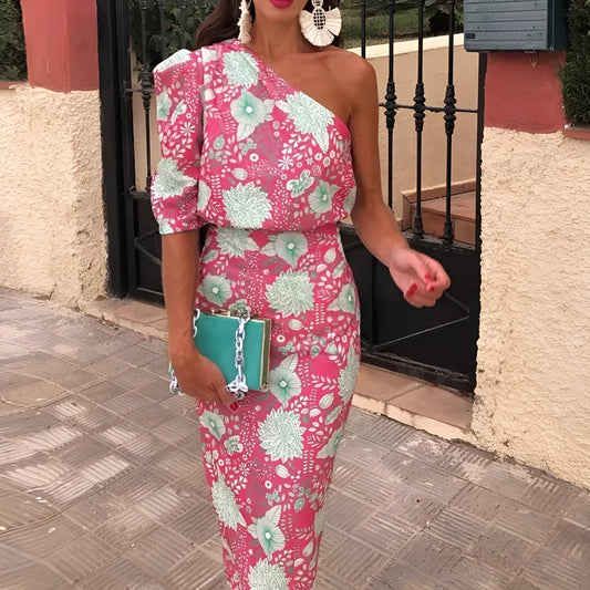 Emilia™ – Floral One-Shoulder Dress