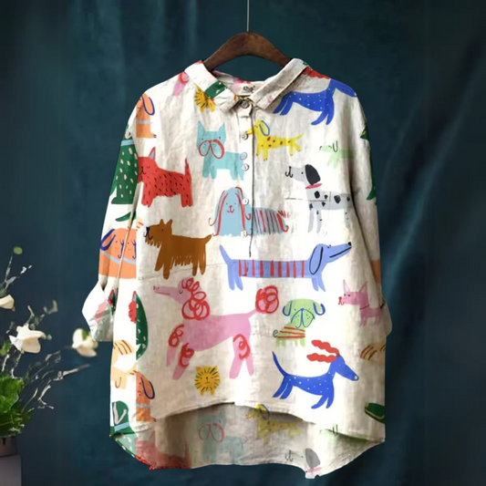 Danelle™ Playful Dog Print Shirt
