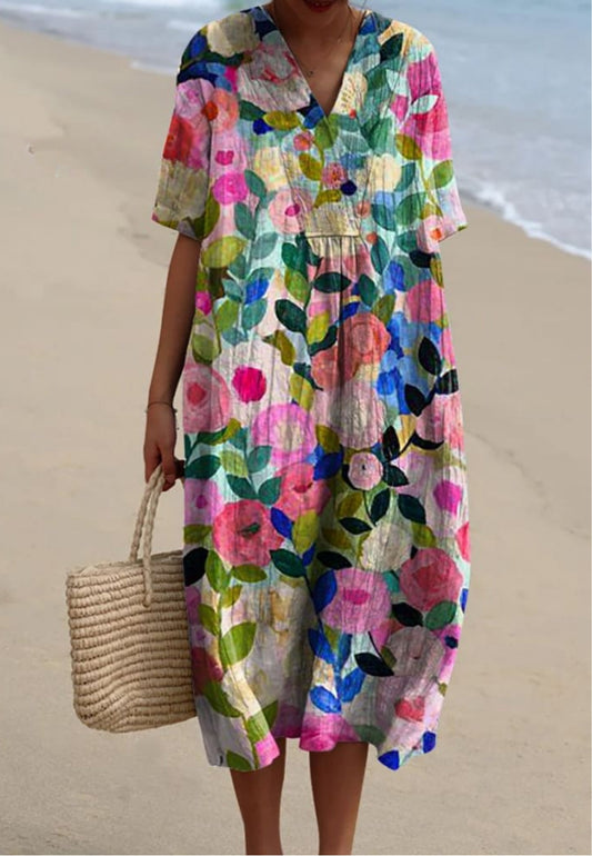 Vivi™ -  Floral Garden Print Flowy Dress