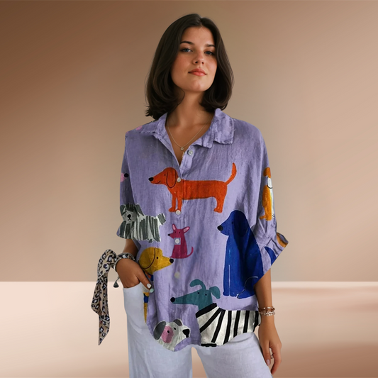 Via™ Playful Dog Print Shirt