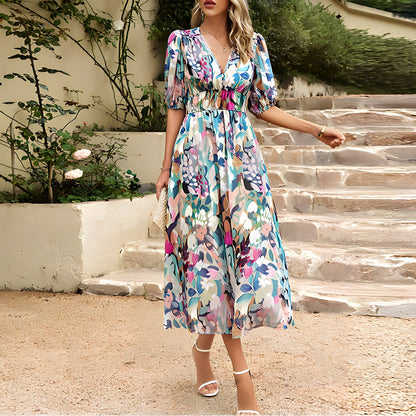 Alyhana™ Elegant Floral Midi Dress